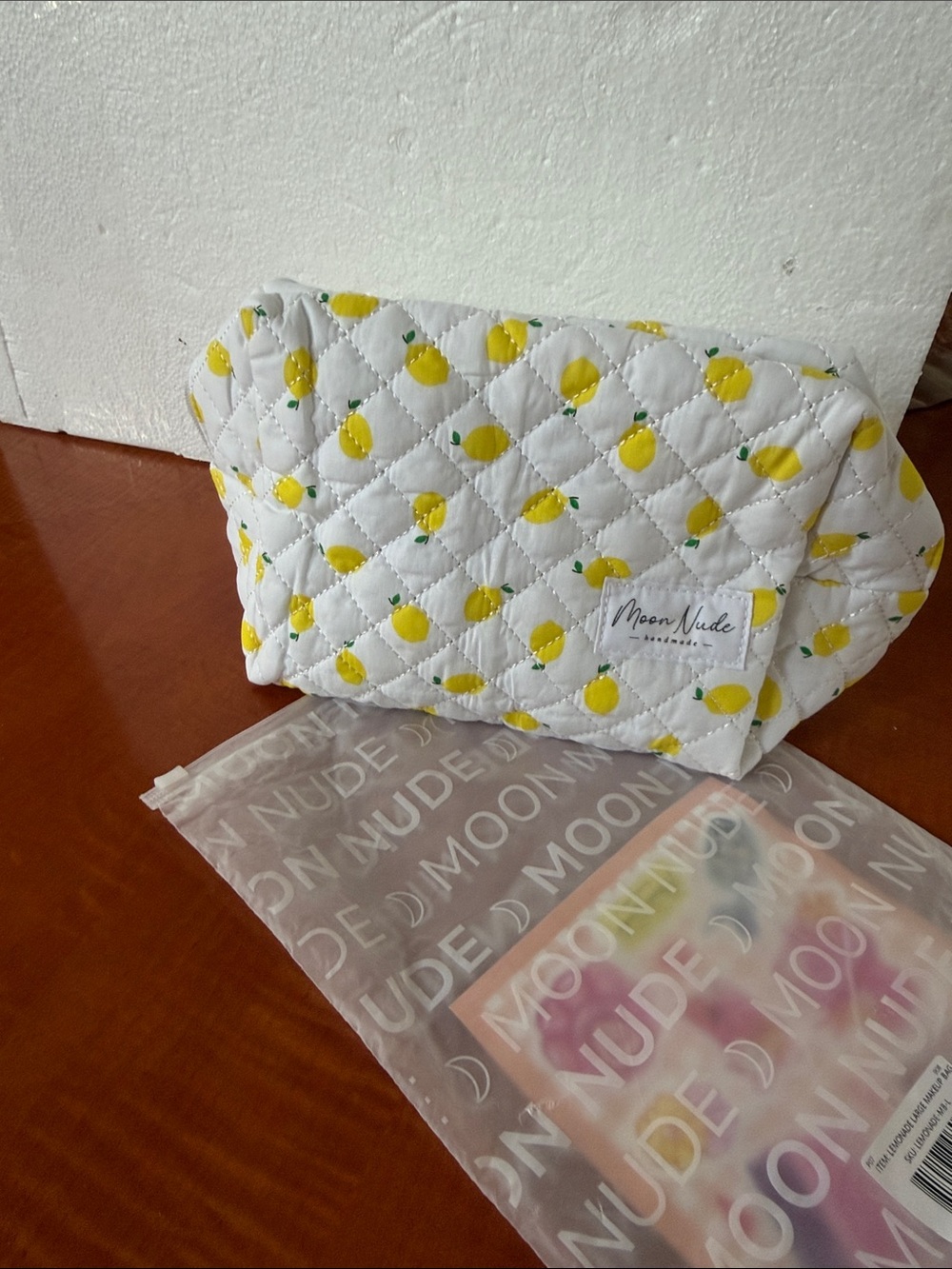 Moon Nude Quilted Lemon Cosmetic Pouch - White & Yellow